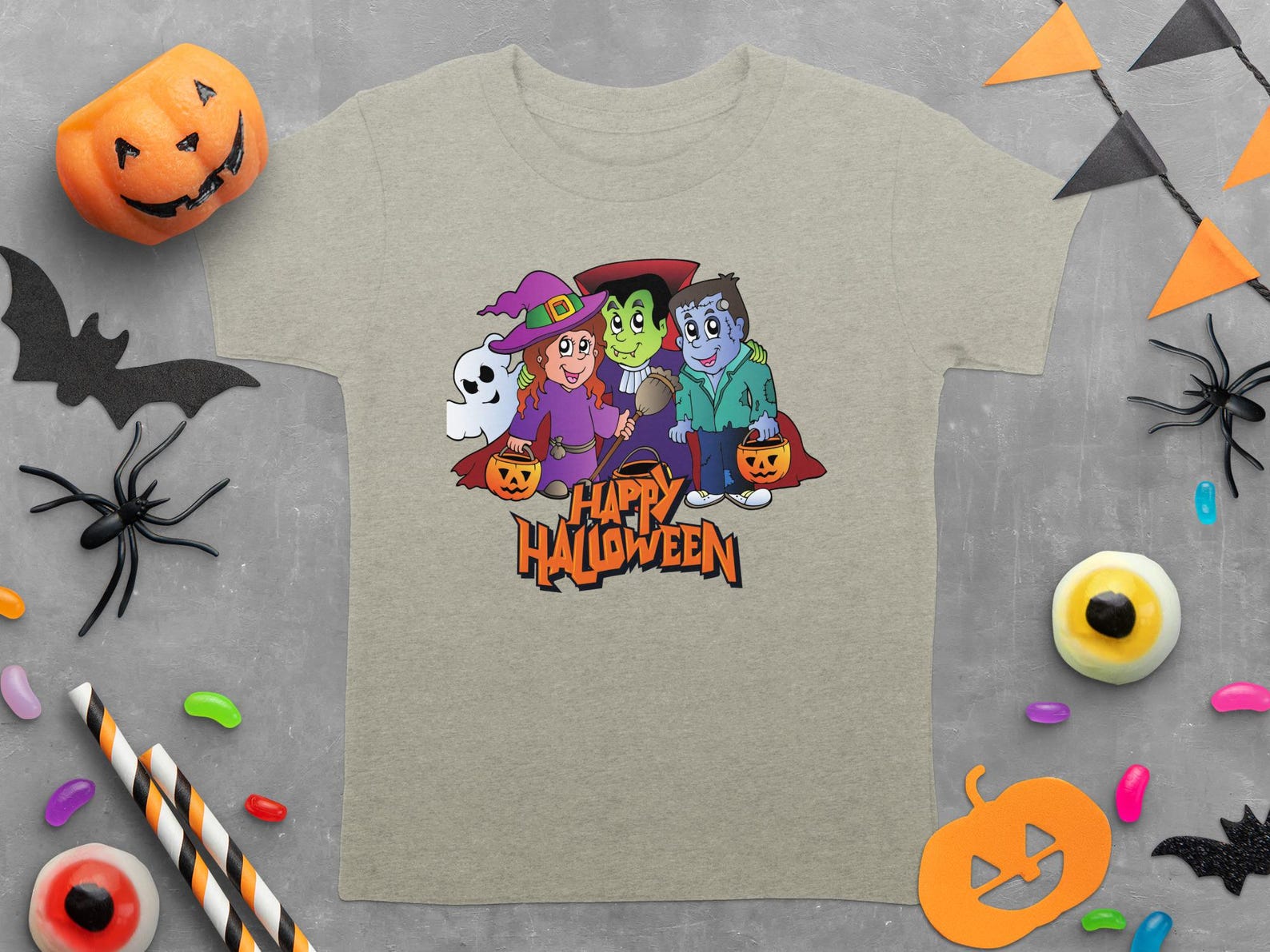 Happy Halloween T-Shirt, Cute Monster Vampire Witch Ghost Kids Shirt, Family Halloween Tee, Fun Fall Spooky Season Top Gift L