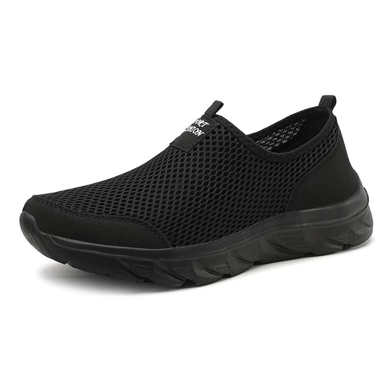 2025Men Shoes Summer Breathable Mesh Soft Lightweight Walking Casual Travel Shoes Male Loafers Slip-On Sneakers Big  Men Shoes