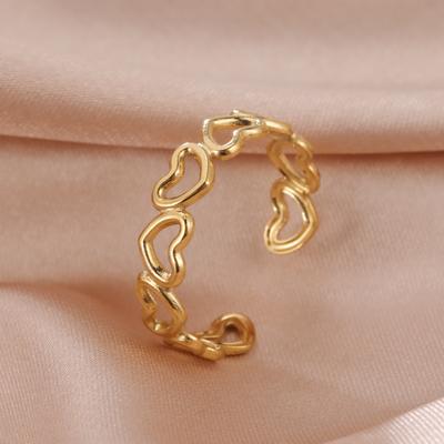 Anel de coração oco aberto vintage aço inoxidável titânio anel e ajustável masculino feminino anéis anéis da moda