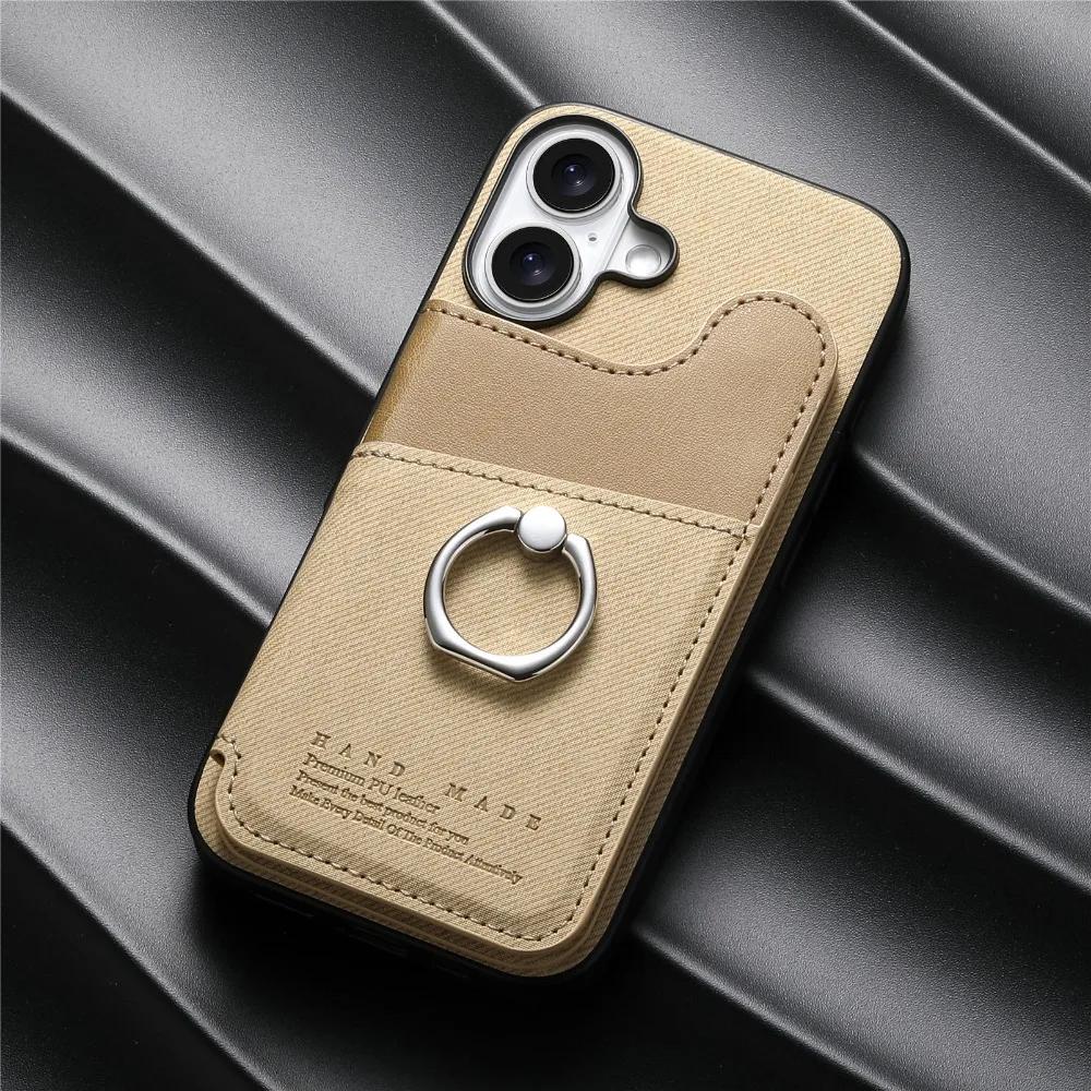 

Флип-кошелек с держателем для карт, чехол для телефона с блокировкой RFID для iPhone 16 E 16 15 14 Plus 13 12 11 Pro Max, кожаный чехол-держатель с кольцом For iPhone 16 Pro Max