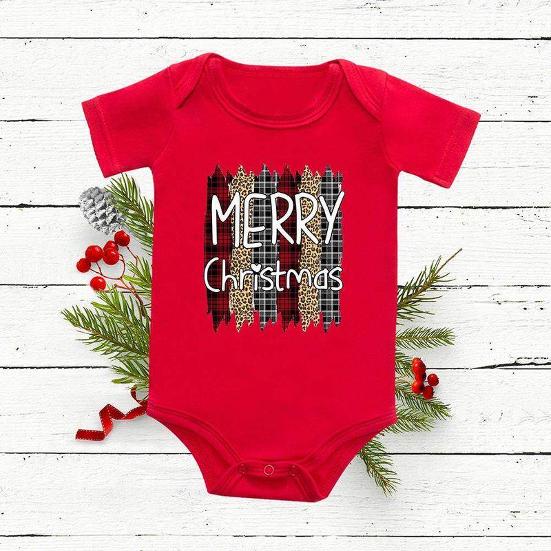 Red Deer Baby One-Piece Romper Baby Bodysuit Short Sleeve Christmas Festival Holiday Children Red One-Piece Romper Tops