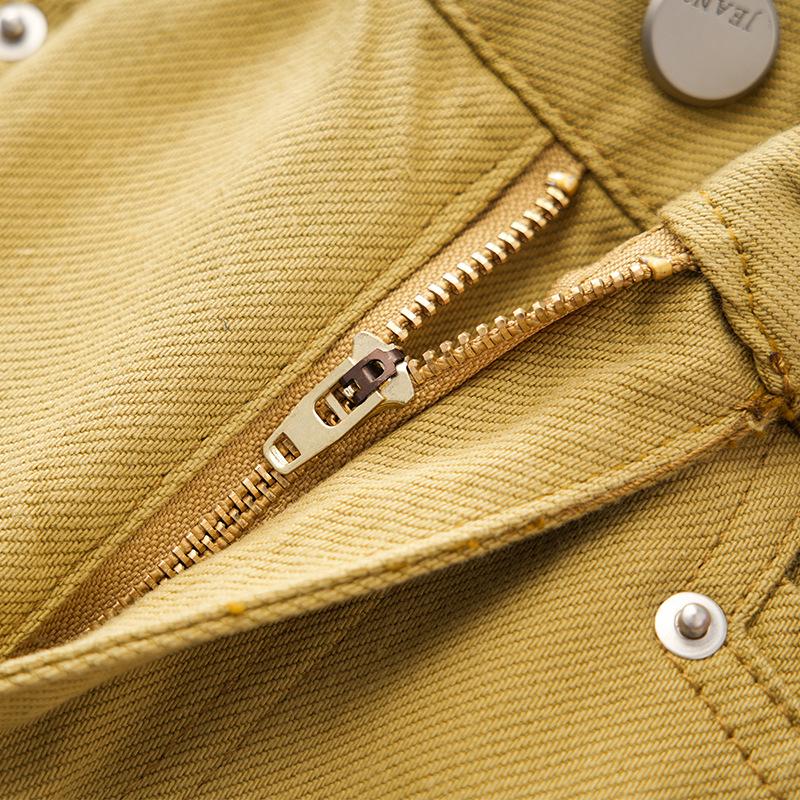 Women's Yellow Retro High-Waist Slimming Jeans, Spring 2025 Collection