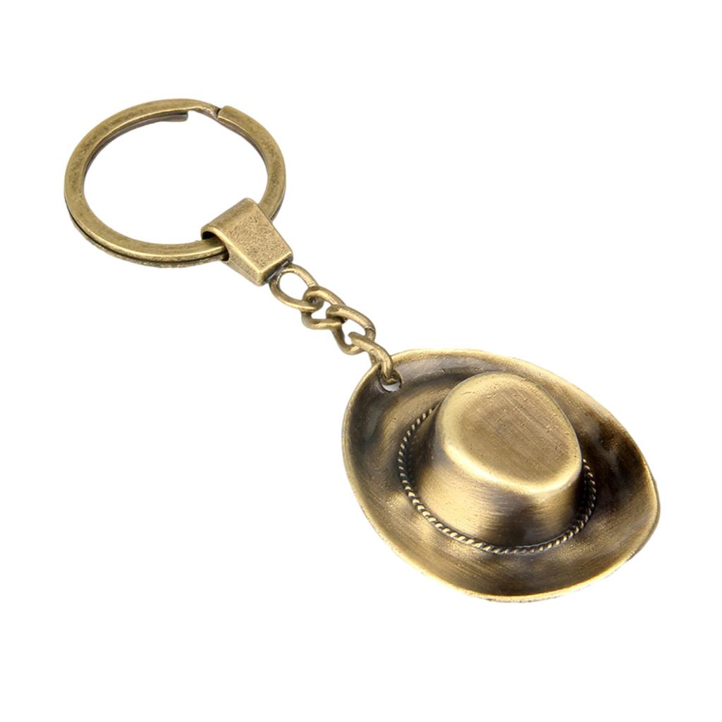 Antique Cowboy Hat Shaped Key Ring Holder Stylish Copper Alloy Pendant Keychain Ornament For Outdoor Enthusiasts