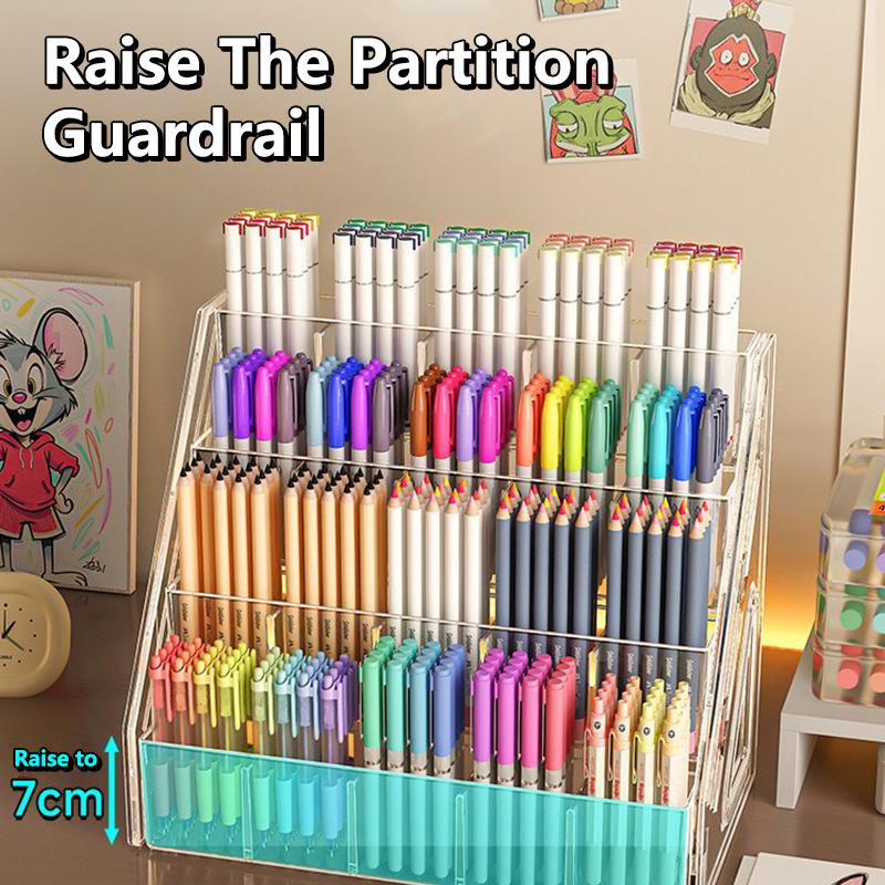 3/4/5 Layer Watercolor Pencil Storage Rack Desktop Large Capacity Partition Stationery Shop Storage Rack Marker Pen Storage Box