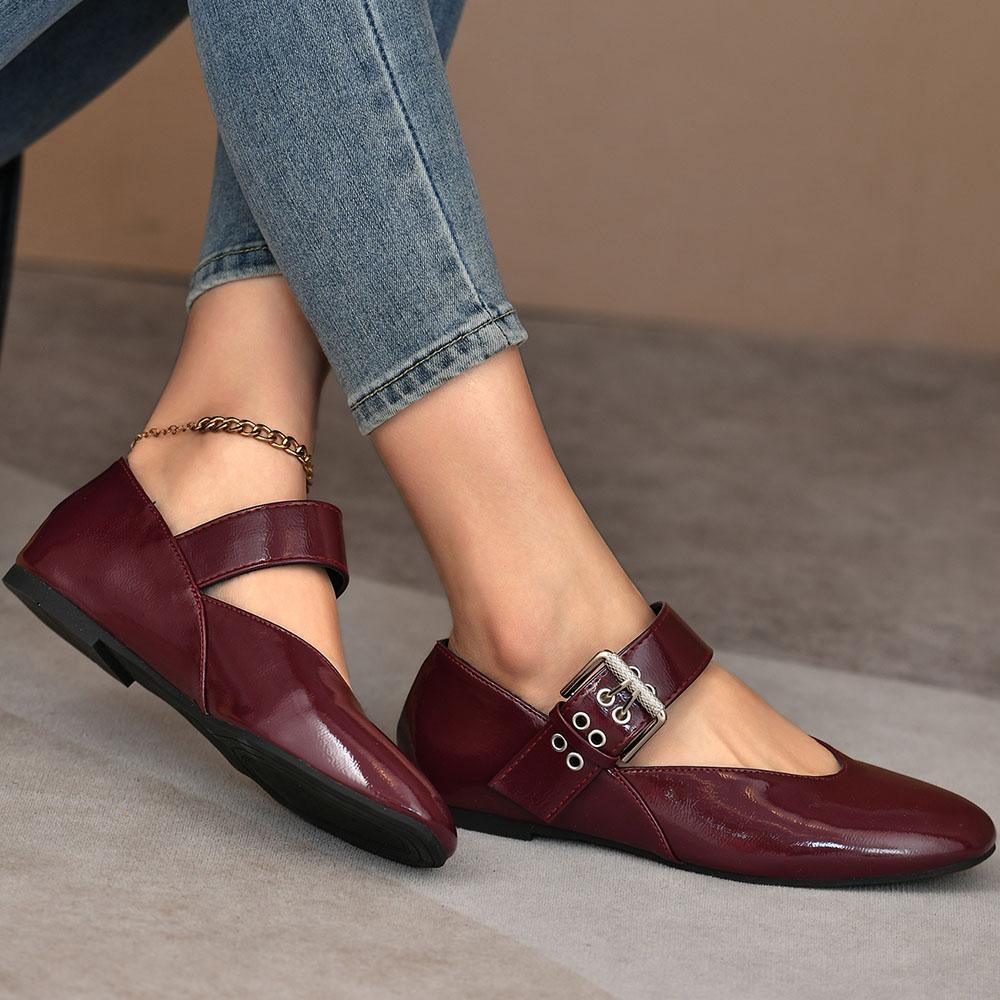 New Spring Ballet Flats Leopard Women Mary Janes Shoes Trendy Buckled Leisure Comfy Flats Women Shoes Big Size 42