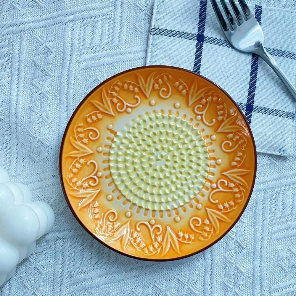 Vintage Ginger Garlic Grater Raised Teeth Colorful Embossed Kitchen Puree Grater Quickly Release Mud Wear-resistant