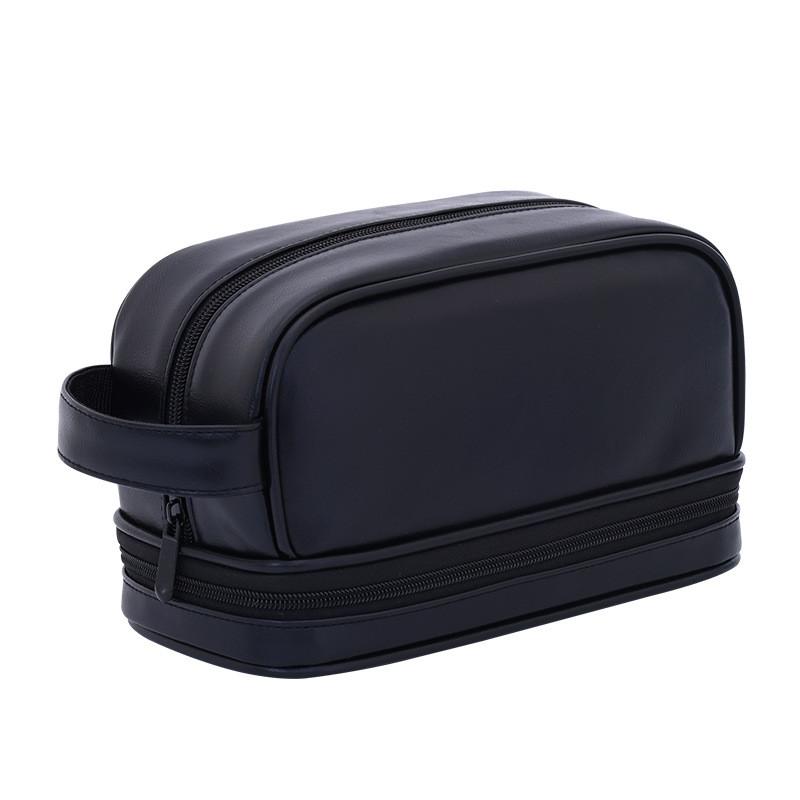Mens Dual Layer Travel Toiletry Bag With Waterproof Pu Leather For Business Trips