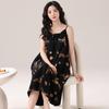 Integrated Pajamas with Chest Pads and Suspenders for Women's Summer Pure Cotton Medium and Long Sleeveless Sexy Dresses, Anti-bumping Pajamas