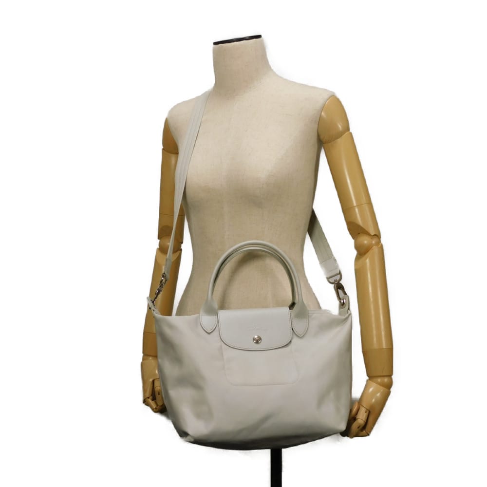 Gebrauchte Le Pliage Neo S (12768) L1512578023 7922 Logo Geprägte 2-Wege Schultertasche Schlauch Nylon Hellgrau Damen aus Japan