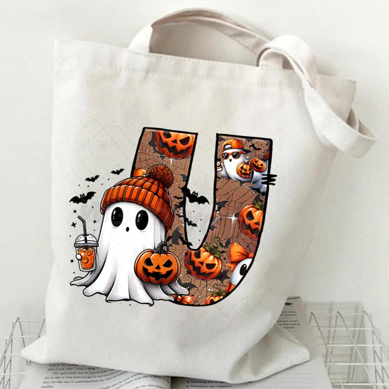 26 Letters Personalized Printing Trend Handbag Commuter Shoulder Bag Canvas Bag