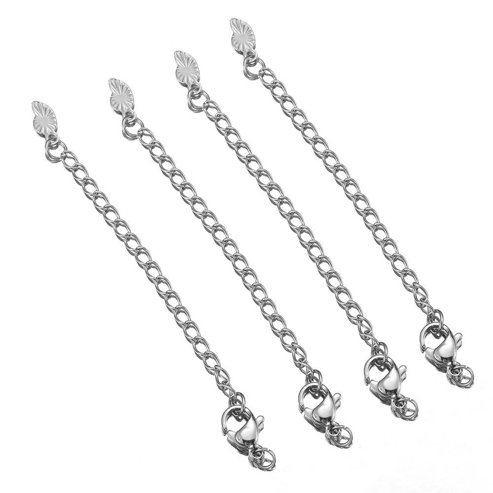 5pcs Stainless Steel Extension Tail Chain Lobster Clasps Connector Extended Chain Bracelet Necklace Jewelry Making DIY Component