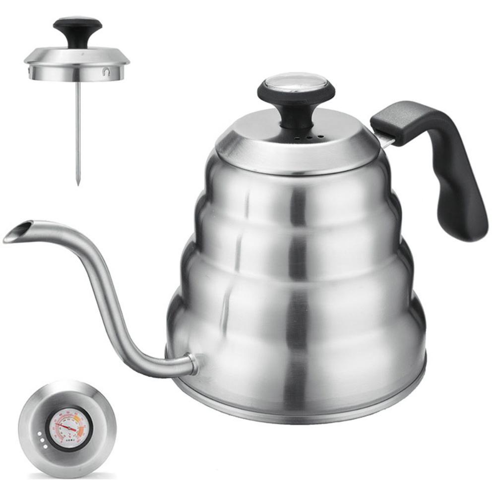 Coffee Kettle1L/1.2L Stainless Steel Pour Over Coffee Pot Kettle Drip Kettle with Thermometer For Home Office Cafetera