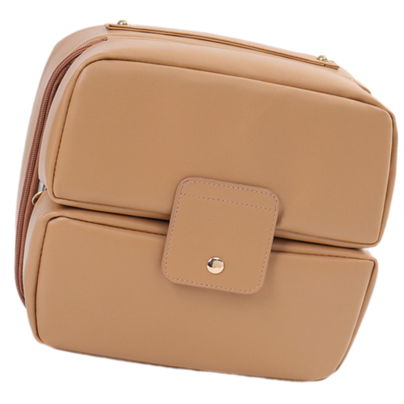 

Large Capacity Cosmetic Organizer With Multiple Pockets PU Handbag For Travel Toiletry Storage And Portable Makeup Bag кофейный