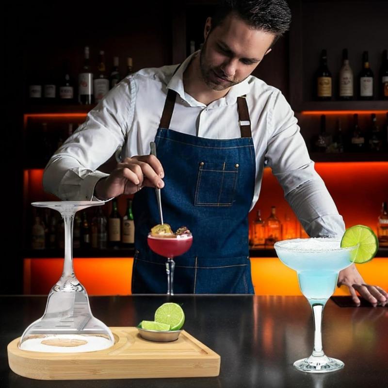 Natürliches Bambus Salzrand Set Enthält Gewürzsauce Schale für Präzision Cocktails Garnieren Und Barkeeping