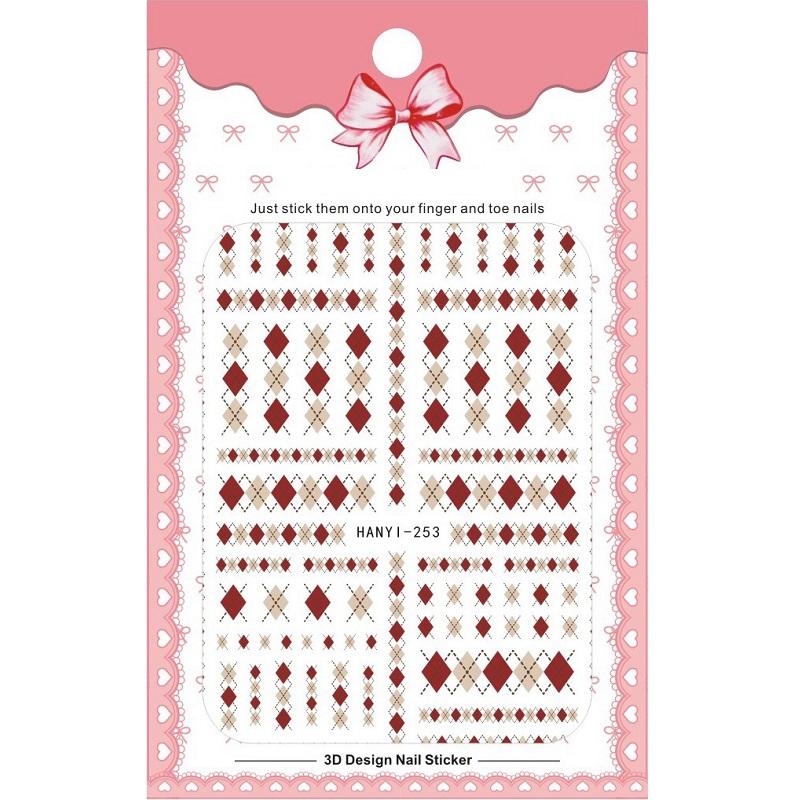 1 Sheet Adhesive 3D Nail Stickers Decals Press On Tips Manicure Decoration Geometry Letter Design