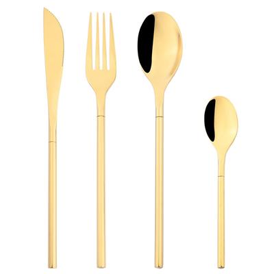 Glossy Gold Dinnerware High Quality 304 Stainless Steel Cutlery Set Knife Fork Spoon Tableware Silverware Party Kitchen Flatware