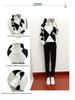 European Style Women's Casual Plaid Knit Sweater Two-Piece Set