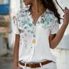 Fashion Women's Floral 3d Printed Short Sleeve Lapel Shirts Tops 2026 New Summer Blouses Tops