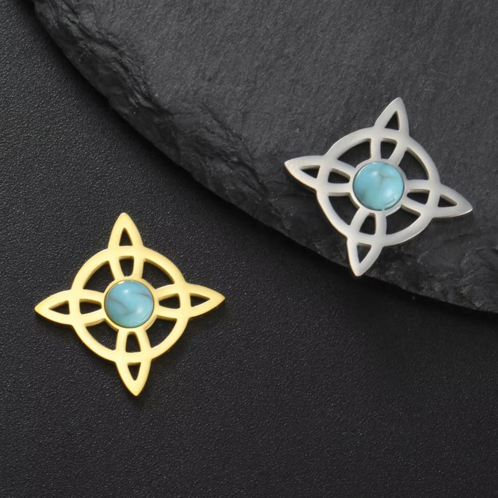 LIKGREAT 1Pcs Witch Celtics Knot Pendant Stainless Steel Wiccan Hanging Charm for Necklace Bracelet Earring Jewelry Making