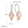 Unusual  Rose Gold Color Long Drop Earrings For Women Geometric Hollow Flower Accessories Daily Vintage Jewelry