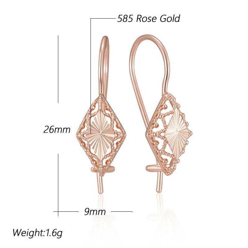 Unusual  Rose Gold Color Long Drop Earrings For Women Geometric Hollow Flower Accessories Daily Vintage Jewelry