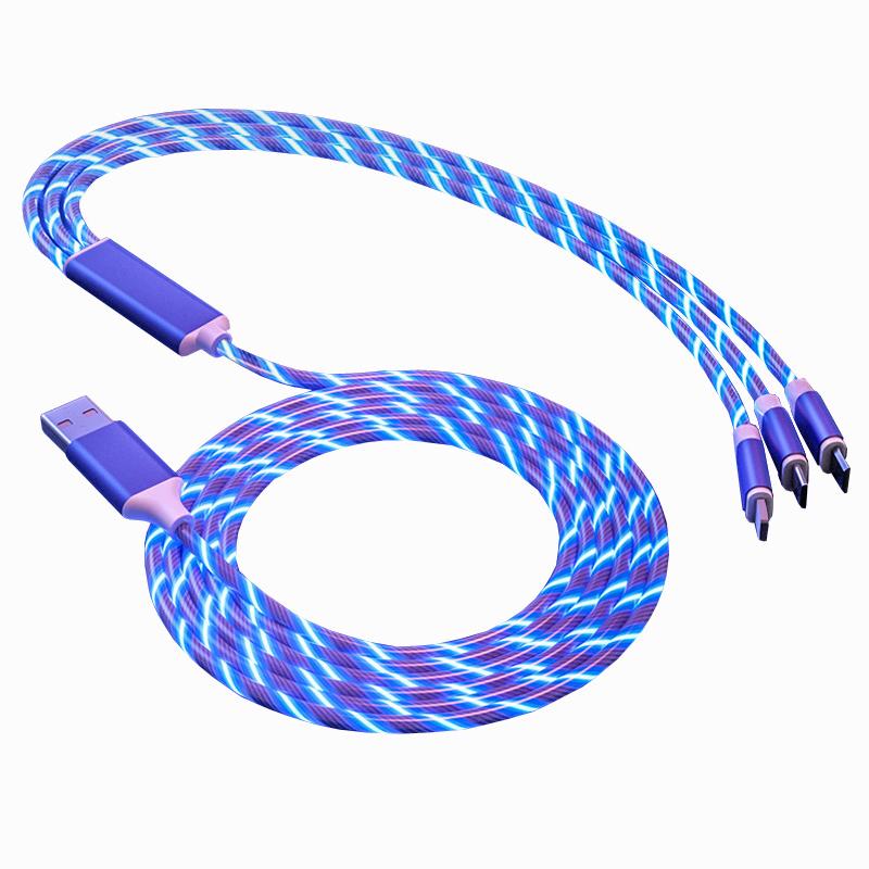 New Arrivals High Quality 2.4A 1m TPE Fast Charging USB Cable Light Flowing Cable for Samsung for Iphone Cable