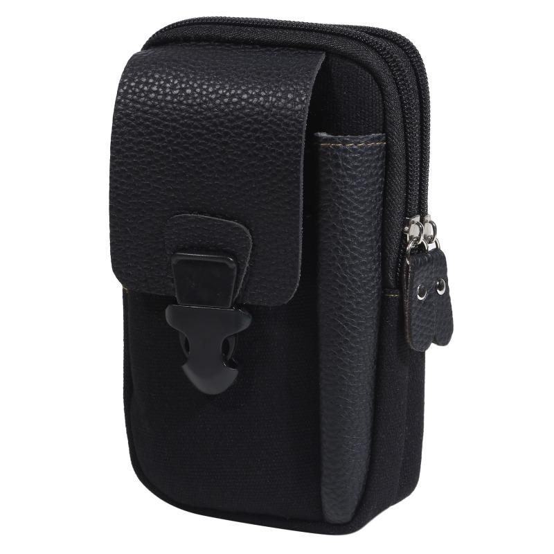 Casual Men Waist Bag Small Solid Color Zipper Fanny Pack Card Holder 4 Inch Phone Pouch Belt Bag Purse Outdoor Sports