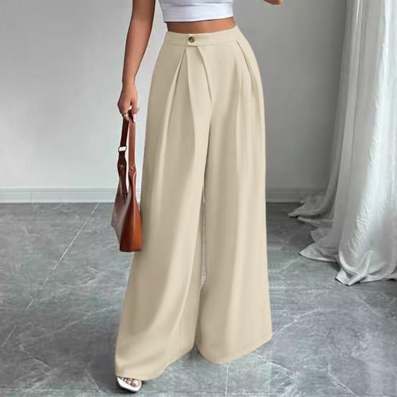 ZANZEA Lässige, einfarbige, lockere Hose mit weitem Bein für Damen