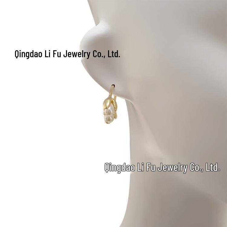 Elegant Spring French Retro Pearl Bud Earrings: Unique Front and Back Wearable Flower Design