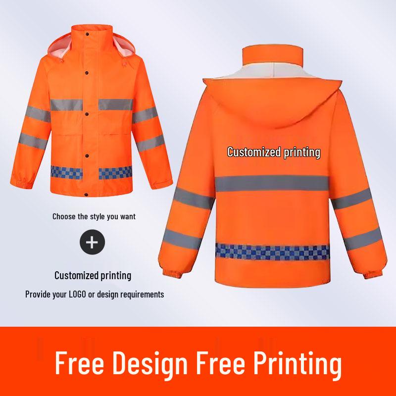 High-Visibility Reflective Motorcycle Rain Suit - Fluorescent Green/Yellow, Breathable, Double-Layer, Adult Split Design