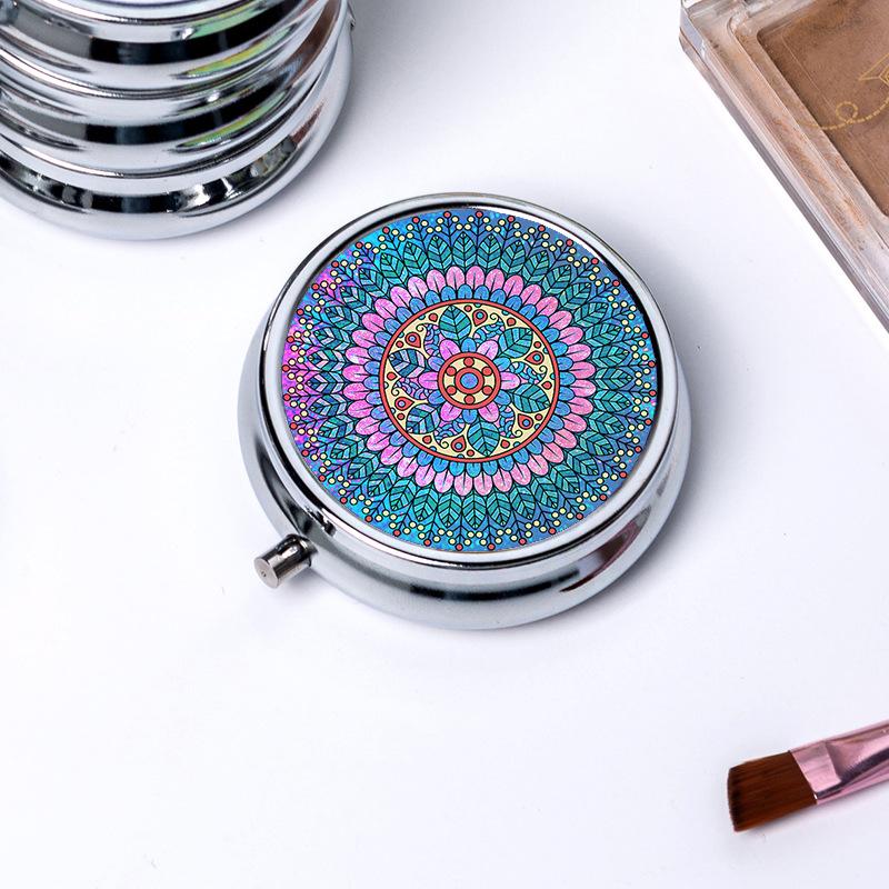 Runder Speicher mit 3 Fächern Einzelnes Fach Metall Kleine Medikamentenbox Schmuckschatulle Faltbar Tragbar Mini-Medikamentenbox