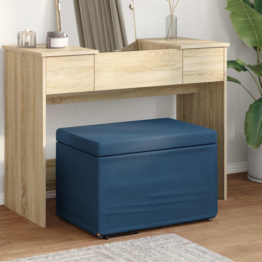 Blue Stool 61 X 41 X 40 Cm Fabric and Plywood
