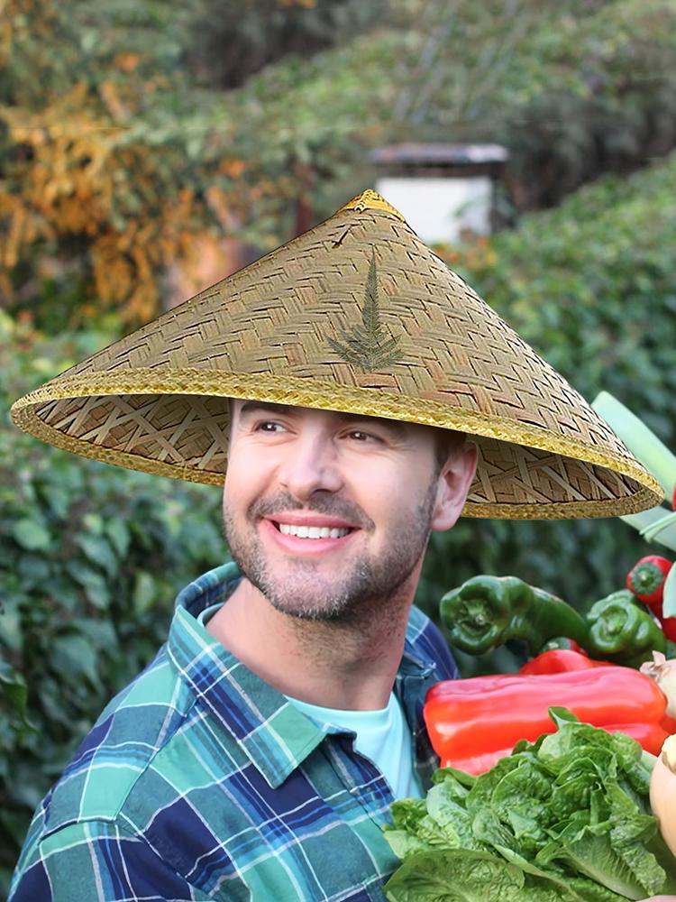 Çin Retro Bambu Rattan Balıkçı Şapkası El Yapımı Dokuma Hasır Kova Şapka Turizm Yağmur Dans Aksesuarları Koni Balıkçılık Güneşlik Şapka