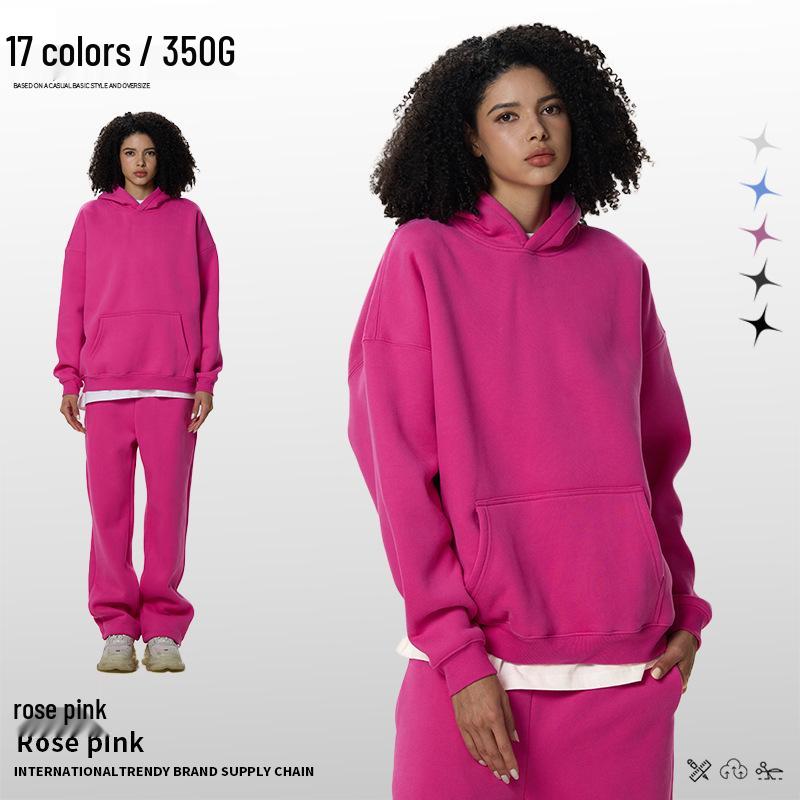 Men's Heavyweight American Trend Hoodie - Solid Color Casual plus Velvet