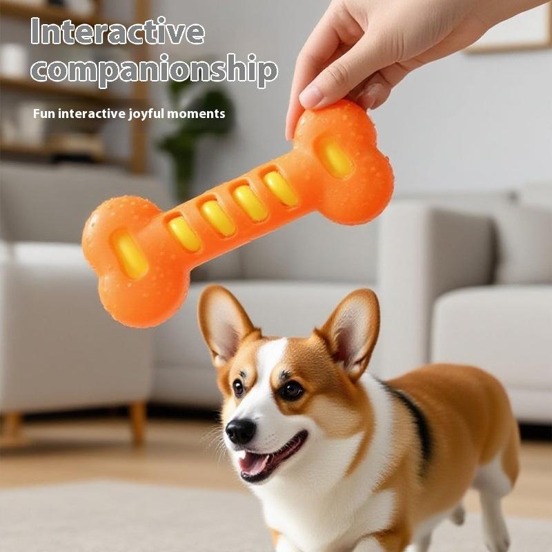 Dog toy TPR grinds teeth and bones, resistant to biting, interactive training puppy toy chews dog bones, dog boredom relief artifact