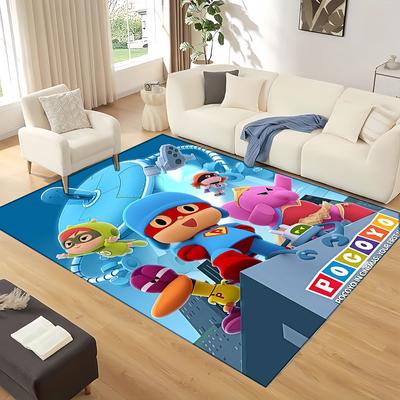 HD Fun P-Pocoyo Cartoon Elly Pato Teppich für Zuhause Wohnzimmer Schlafzimmer Sofa Fußmatte Dekor, Kinder Spiel rutschfeste Bodenmatte