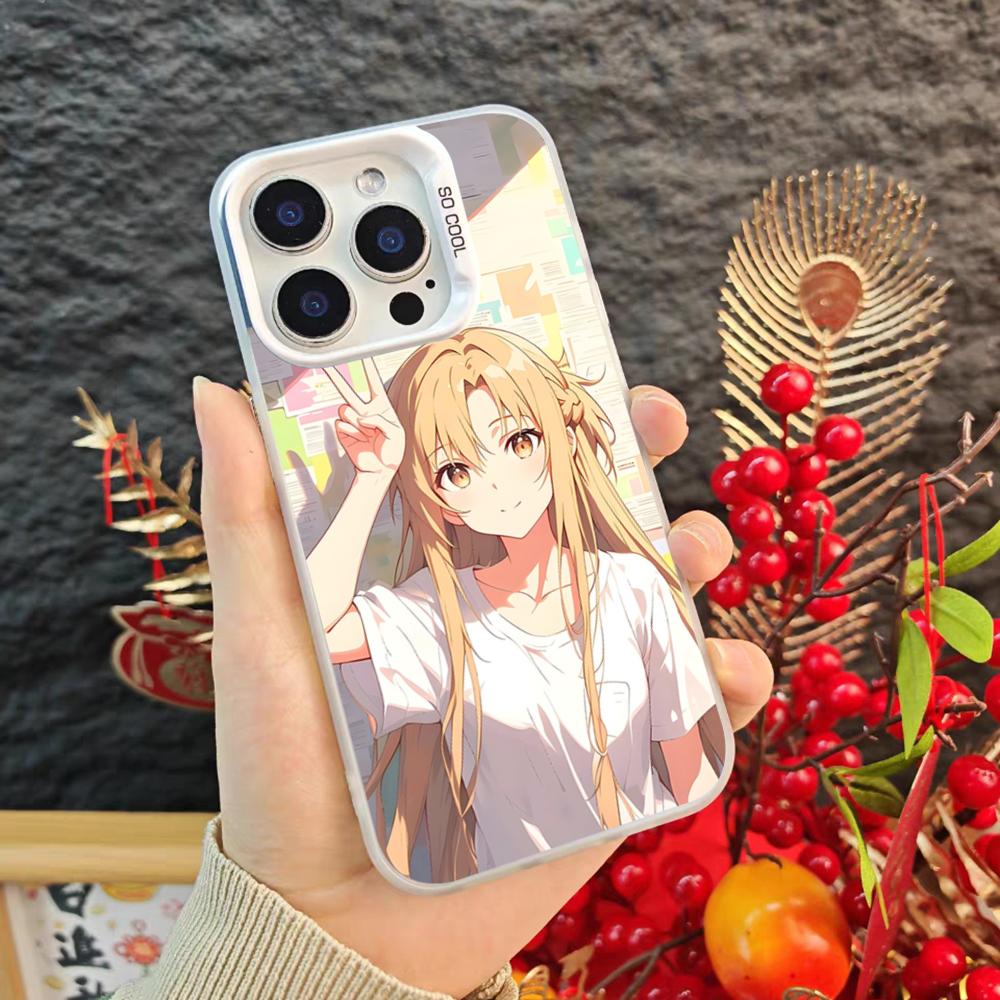 Asuna K-Kirito Anime Phone Case For Iphone 17 16 15 14 Pro Max Xr Air Plus Black Silver Hard Shell Cover