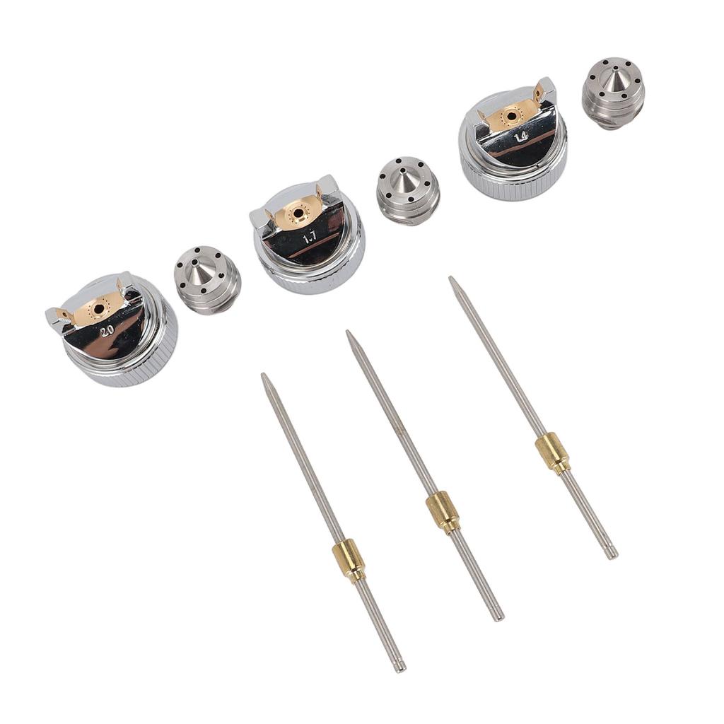 3 Sett Nål Væskedyse Lufthette Sett H 827 1.4 1.7 2.0mm Stabil Ytelse Messing Plast Væskespiss Størrelse Oppsett