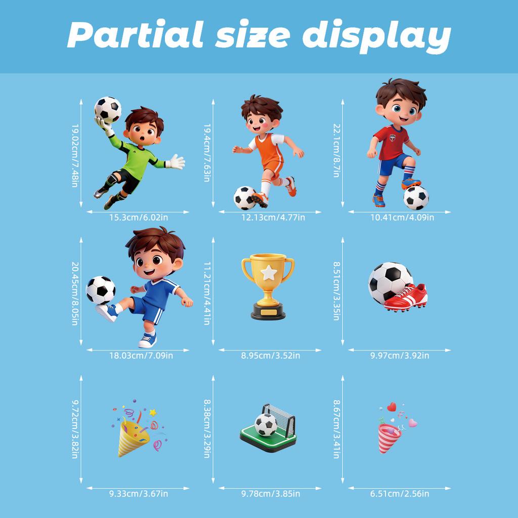 2026 World Cup Boys Sports Stickers, Soccer Elements Static Cling Decals for Fan Decor