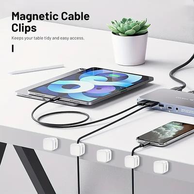 3/6PCS Magnetic Cable Organizer Desktop Cable Clips Adjustable Cord Holder Under Desk Organizing Hook Cable Management Holder