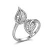 Romantic Blue Double Teardrop Crystal Adjustable Ring for Women Exquisite Micro Paved Zircon Open Finger Ring Party Jewelry