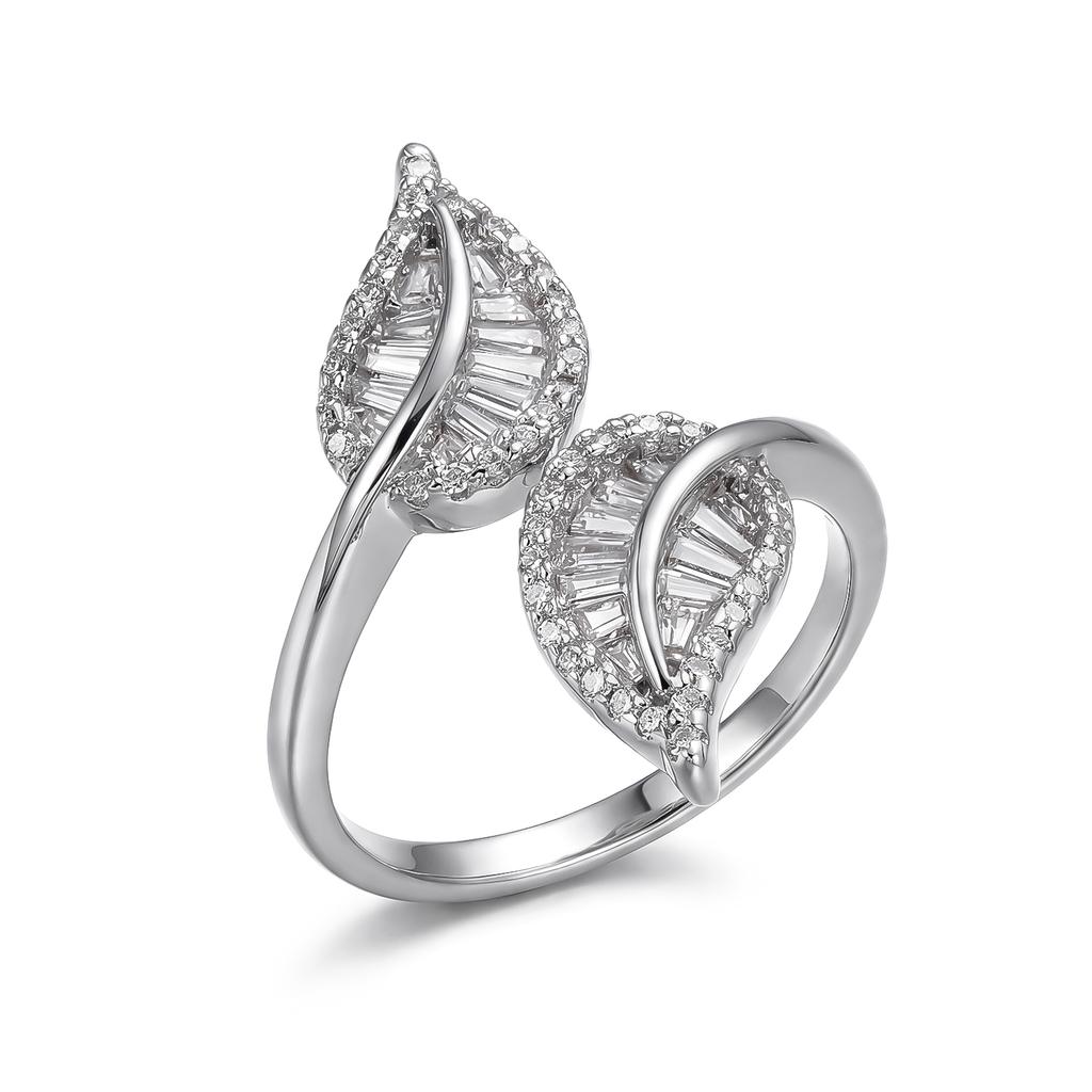 Romantic Blue Double Teardrop Crystal Adjustable Ring for Women Exquisite Micro Paved Zircon Open Finger Ring Party Jewelry