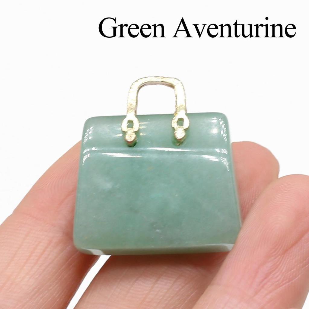 1Pc, Reiki Healing Crystal Carved Handbag Ornament Decoration, Mini Fashion Natural Stone Amethyst Agate Gemstone Home Decor Jewelry Gifts 27×25mm