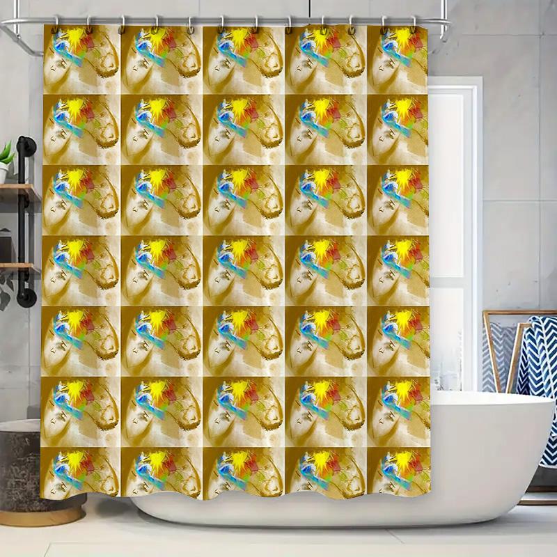 

Abstract Ocean Wave Shower Curtain Set Waterproof Bathroom Decor Artistic Teal Blue Coastal Beach Themed Fabric Backdrop W60H190(CM)-1 Pcs
