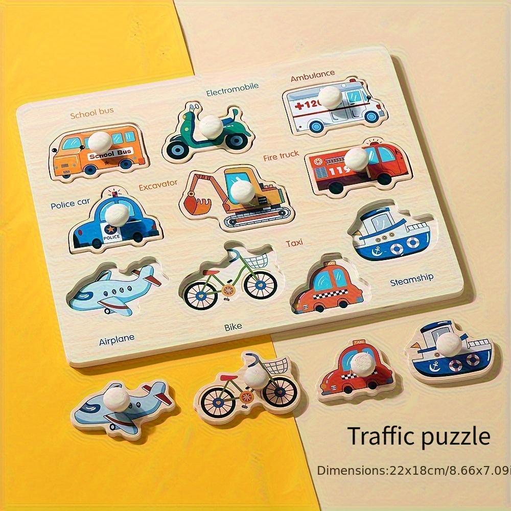 Montessori Früherziehung Geometrie Anfänger Puzzlebrett, handgehaltenes festes Brett Puzzleentwicklung, Puzzlebaustein Formerkennung