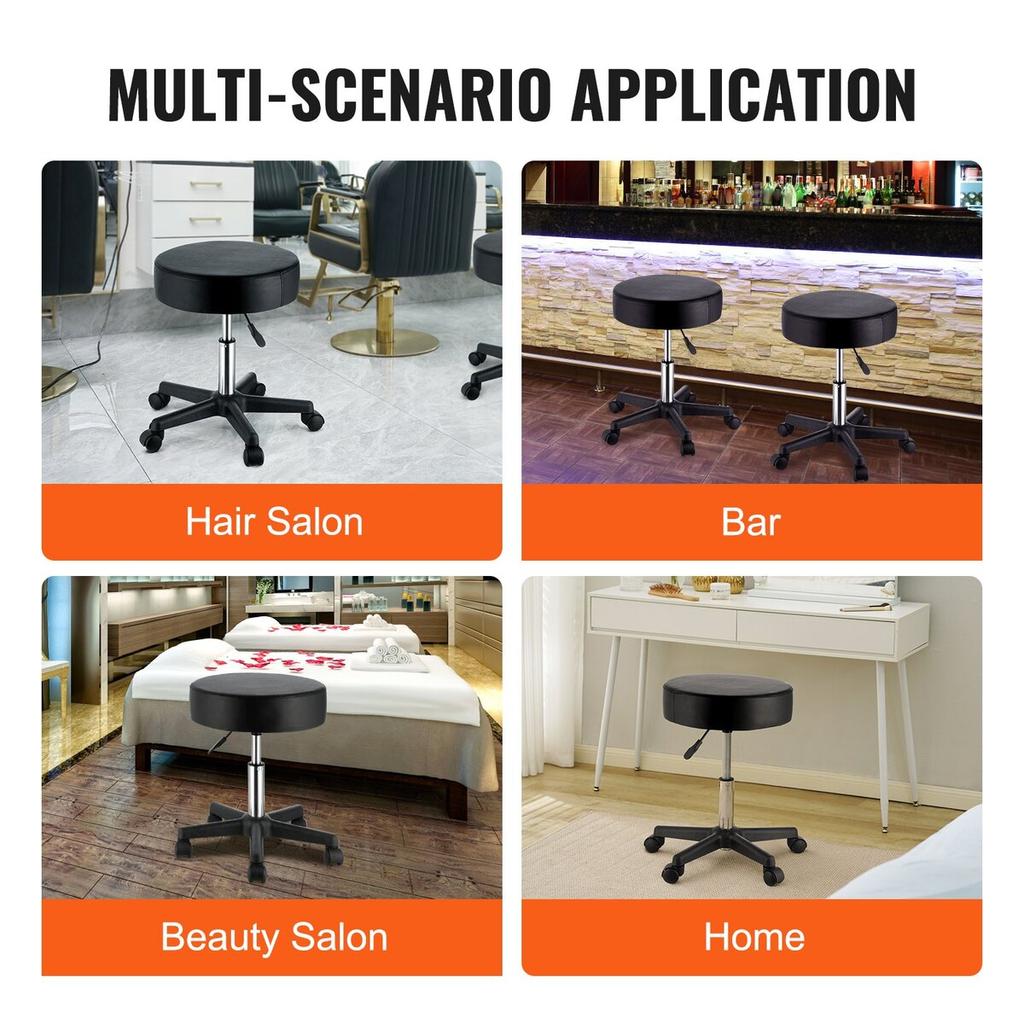 Rolling Stools with Wheels, 400 LBS Weight Capacity Adjustable Height Stool with Ultra-Thick Seat Cushion, Swivel Stools Chair for Salon, Bar, Home,