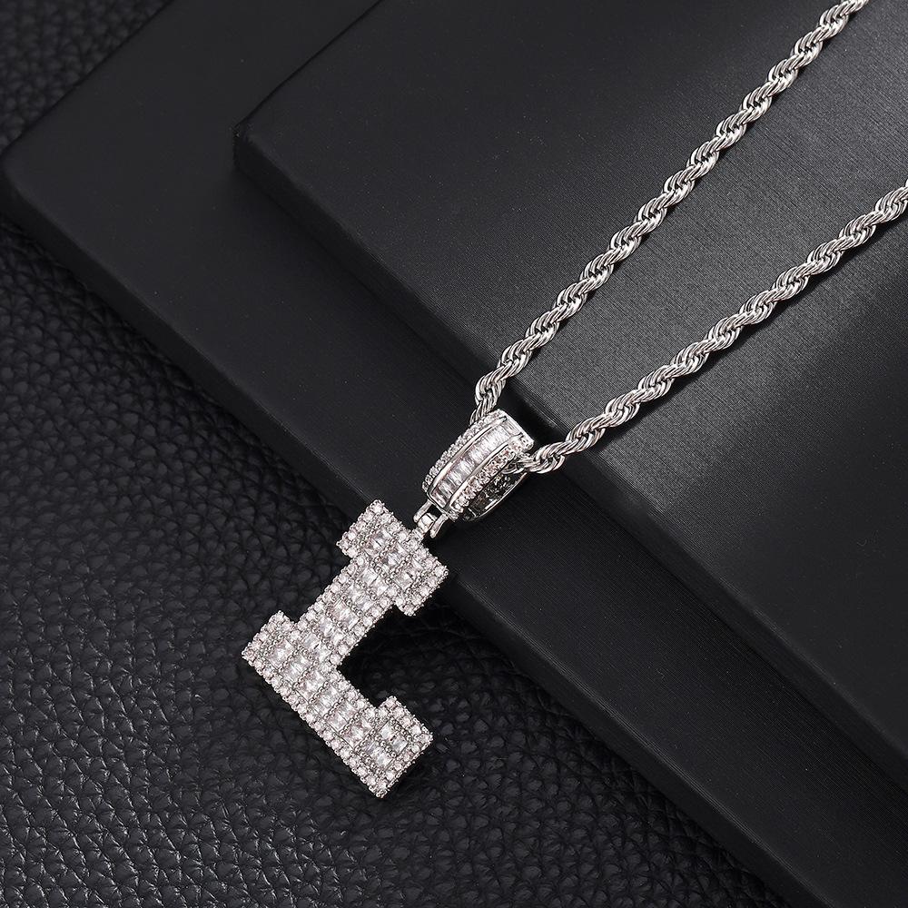 Hip Hop Letter Pendant Zircon Necklace Popular Instagram Personalized Accessory Niche Design Men's and Women's Pendant Necklace