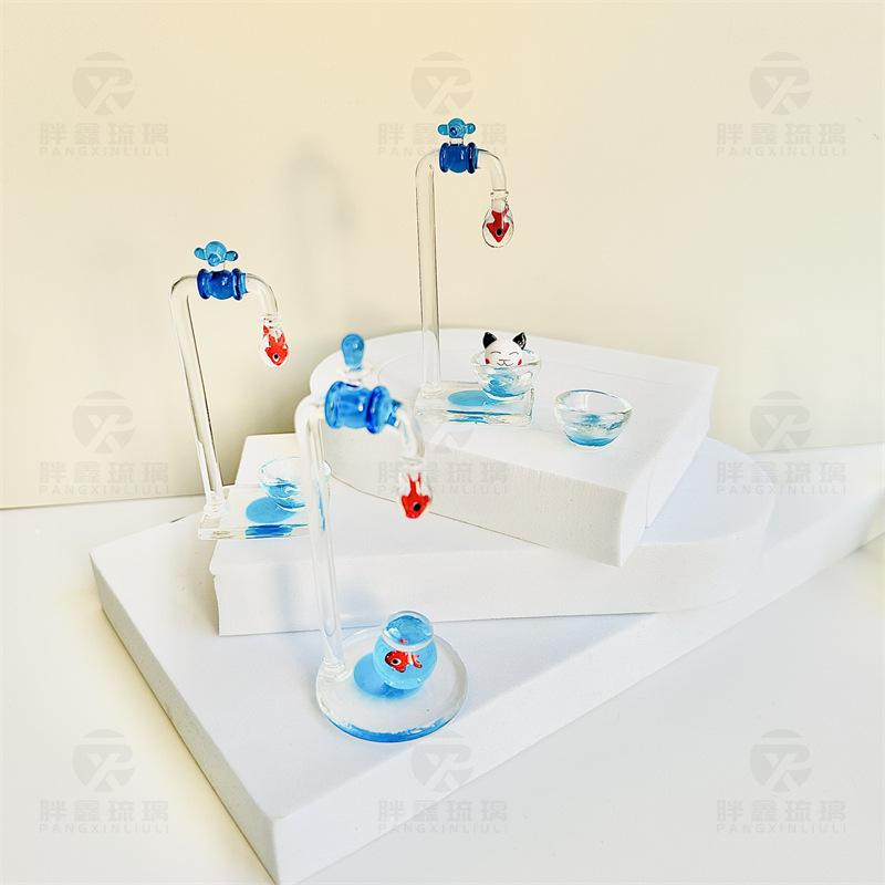 Handmade Faucets Glaze Ornaments Creative Fish Tank Figurines Funny Cat Home Decor Original Design Desktop Accessories 2025 New