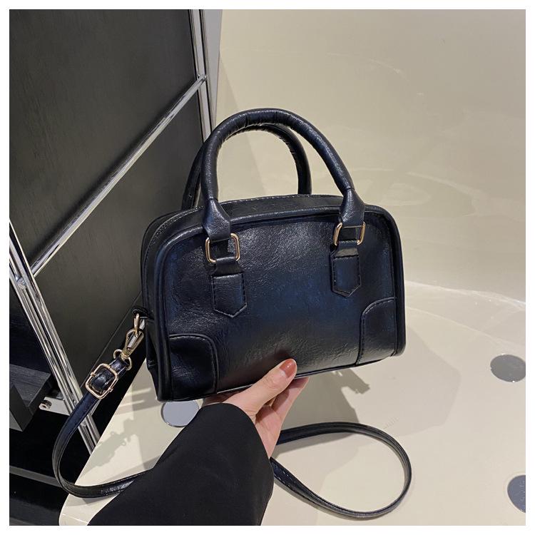 2024 Early Spring Solid Color Textured Square Handbag - Women's Versatile Shoulder & Crossbody Bag