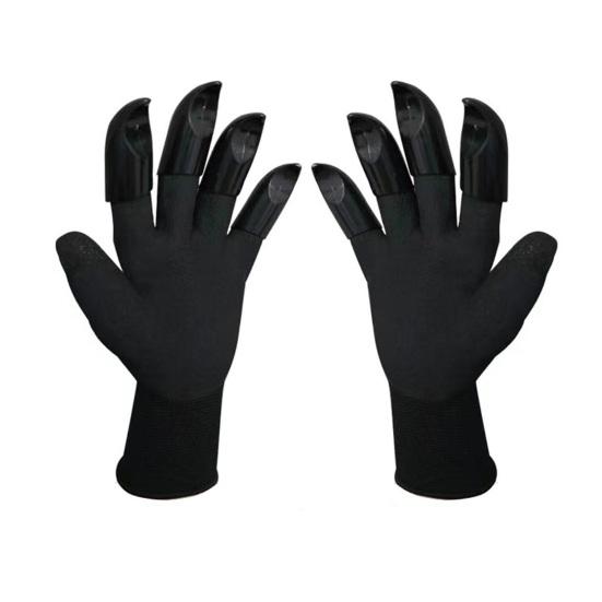 1 Pair Garden Gloves with Claws, 8 Claw Digging Gloves for Planting Weeding, Anti Slip Breathable Latex Coated Work Gloves чёрный